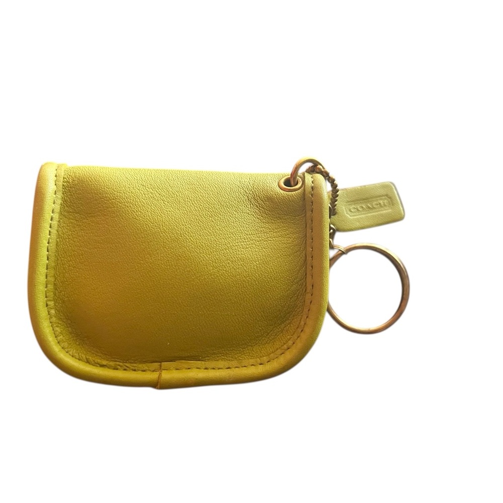 Rare Coach Lime Green city charm/key chain coin purse leather turn lock #7105 - Picture 3 of 5